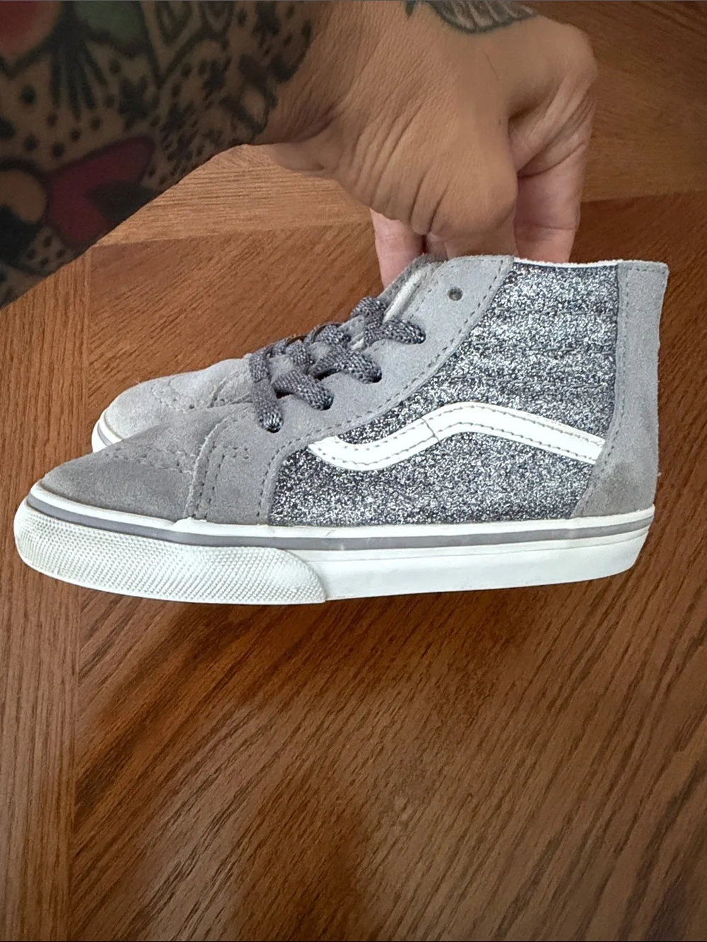 Kids High-Top Glitter Sneakers - Gray